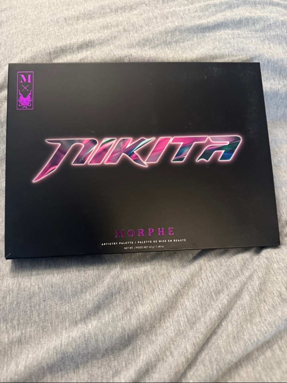 Morphe Eyeshadow Palette with Neon Pink and Teal Logo